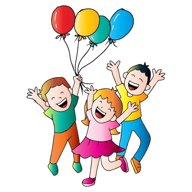 Des enfants heureux avec des ballons
