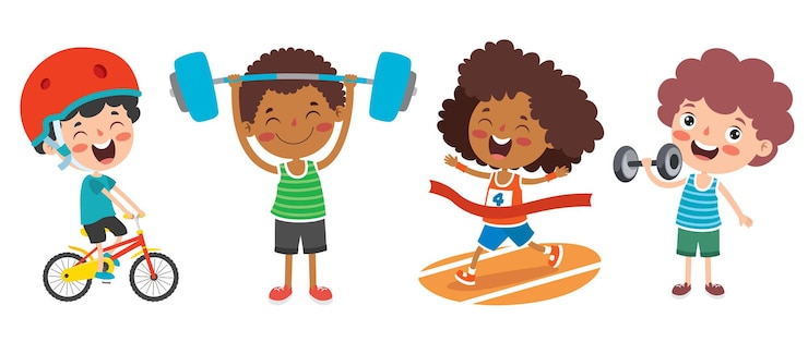 Vecteur enfants heureux faisant divers sports