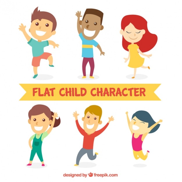 Des enfants heureux fixés