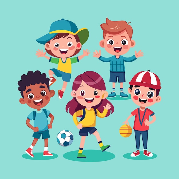 Des enfants heureux jouent à Vector.