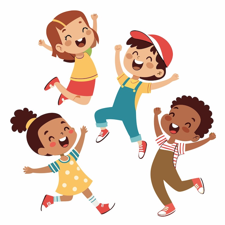 Vecteur des enfants heureux qui sautent