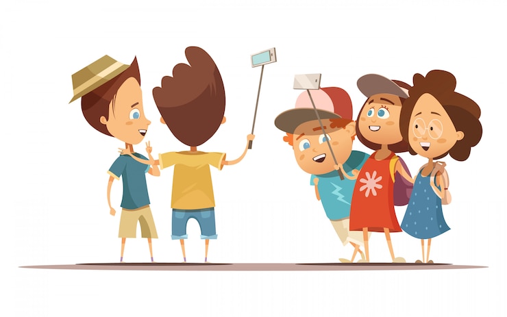 Vecteur enfants heureux en vêtements d&#39;été