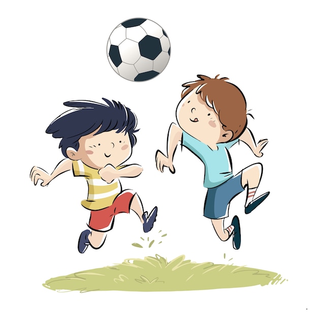 Enfants jouant au foot dans le parc