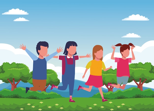 Enfants jouant des dessins animés