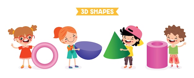 Enfants Jouant Avec Des Formes Géométriques 3d