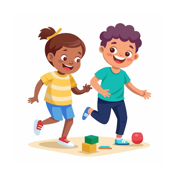 Vecteur les enfants jouent et divertissent les moments illustration vectorielle