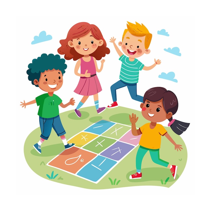 Vecteur les enfants jouent et divertissent les moments illustration vectorielle