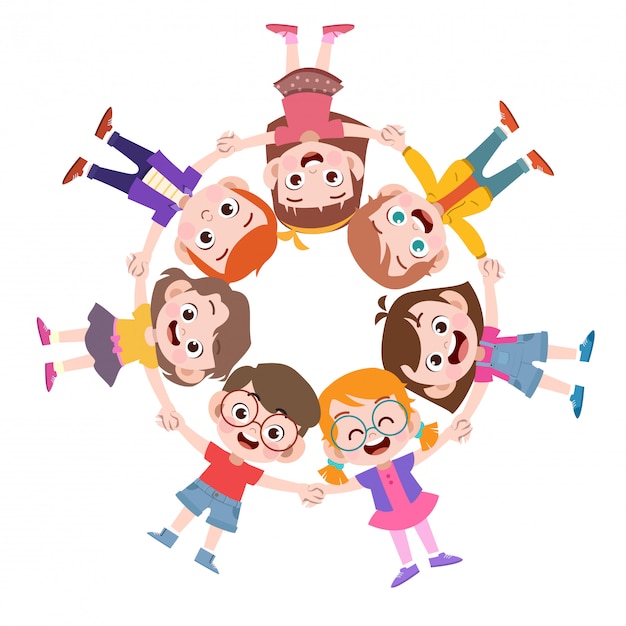 Les enfants jouent ensemble font cercle