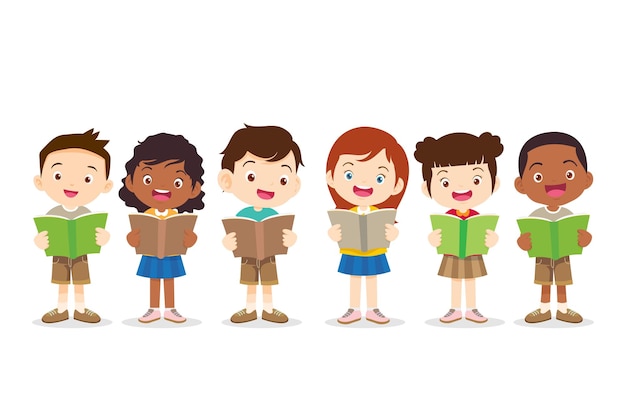 Enfants et livreEnfants lisant un livre Concept de retour à l'école