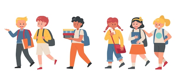 Enfants marchant ensemble à l'école