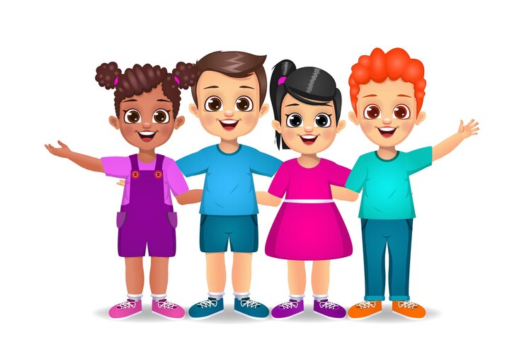 Vecteur enfants mignons debout ensemble