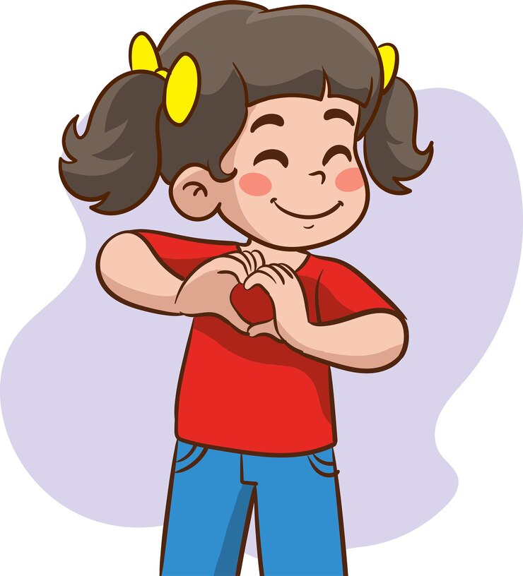 Vecteur des enfants mignons et heureux avec différentes émotions positives, des sentiments excités, des expressions faciales, le pouce en l'air.