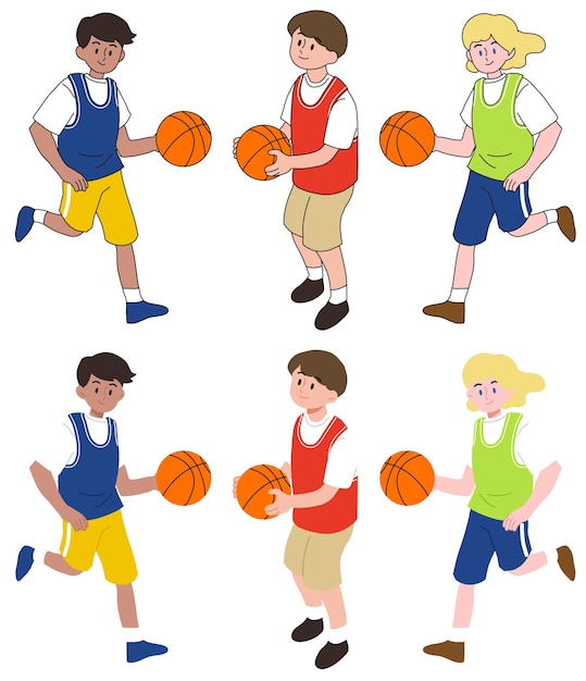 Enfants Mignons Jouant Au Basket, Sport Pour Enfants