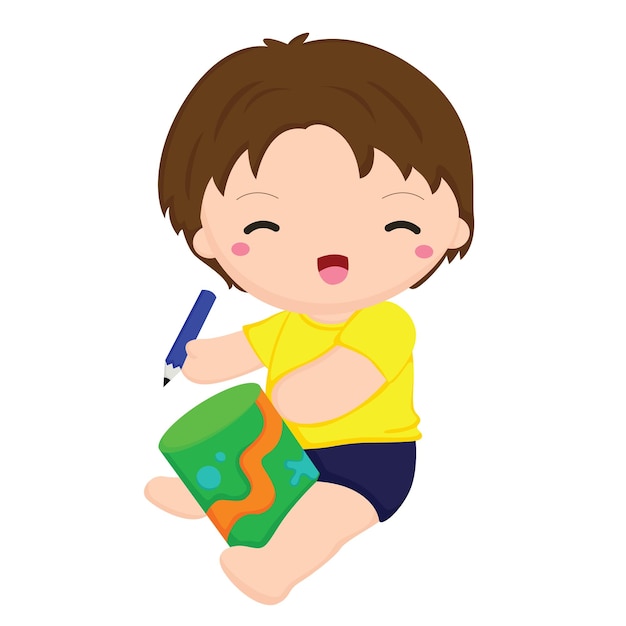 Enfants, Et, Peinture, Activité, Illustration, Vecteur Clipart