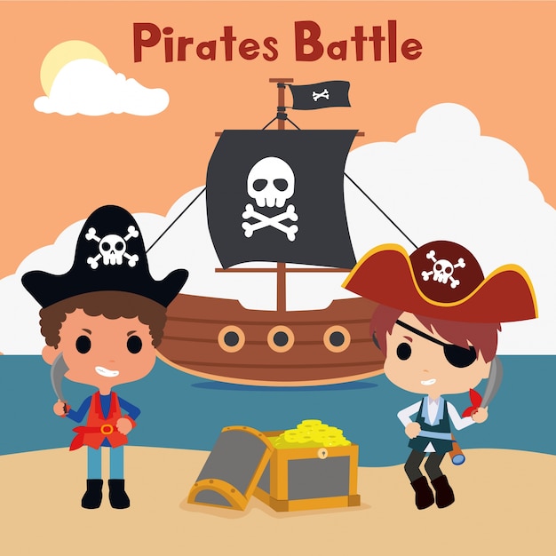 Enfants Pirate Illustration Avec Personnage Mignon