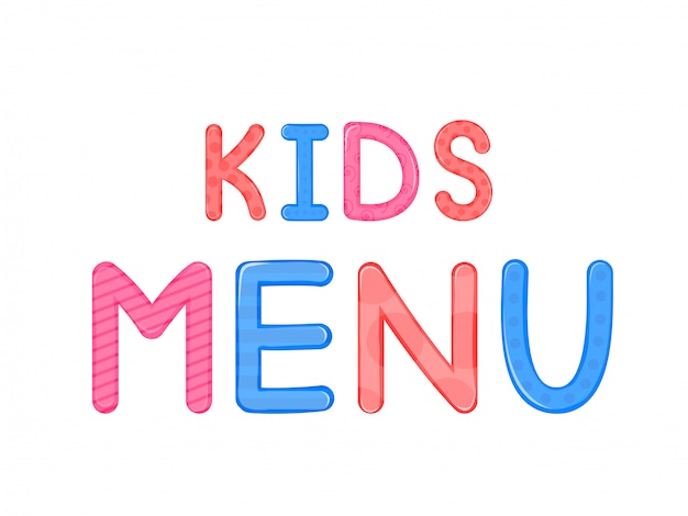 Enfants S Mots Enfants Menu Fond Blanc Graphiques Vectoriels