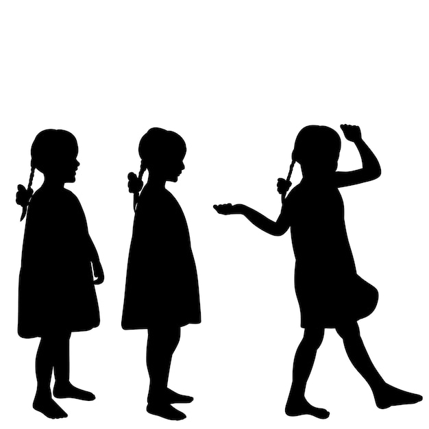 Les Enfants De Silhouette Noire Isolée Vont Filles