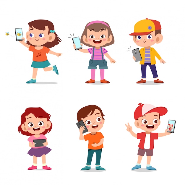 Enfants Avec Smartphone