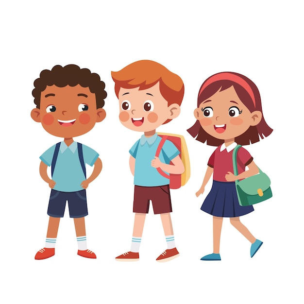 Les enfants sont des écoliers Le concept de conception de Back to School Les jeunes élèves étudient à l'école