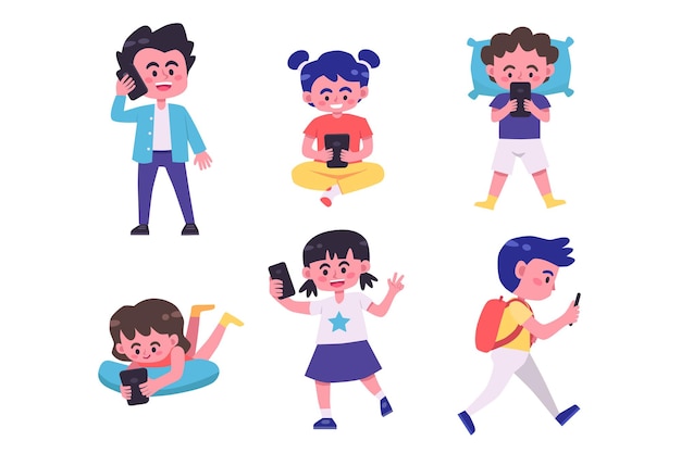 Enfants Utilisant Un Smartphone