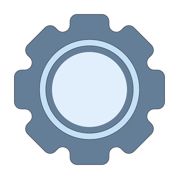 Engrenage aux couleurs bleues Instrument mécanique Travail d'équipe Mécanisme d'horloge Créativité Développement de logiciels Architecture d'ingénierie Illustration vectorielle sur fond blanc