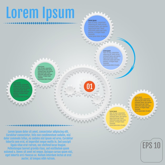 Vecteur engrenages infographiques pour votre entreprise illustration vectorielle