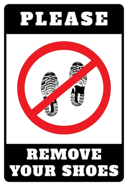 Vecteur enlevez vos chaussures signe veuillez retirer vos chaussures avis