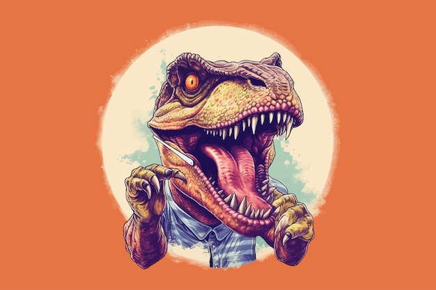 Un énorme dinosaure avec une bouche ouverte et des dents pointues Illustration vectorielle