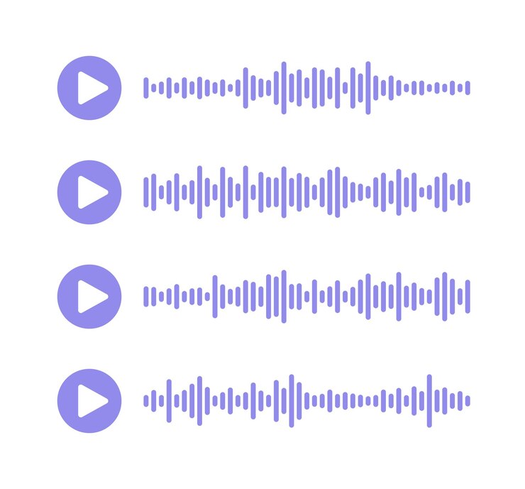 Enregistrement de lecteur de musique Enregistrement de voix de message Bouton de bruit et de lecture du spectre onde sonore de l'application mobile