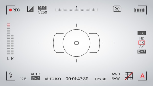 Vecteur enregistreur de cadre vidéo ou photo de viseur de caméra illustration vectorielle de design de style plat