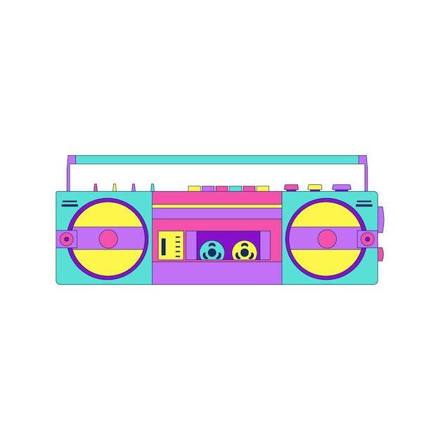 Enregistreur de cassettes radio stéréo rétro isolé sur fond blanc