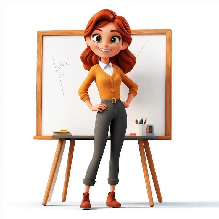 Vecteur enseignante professionnelle femme dans le vecteur de dessins animés 3d