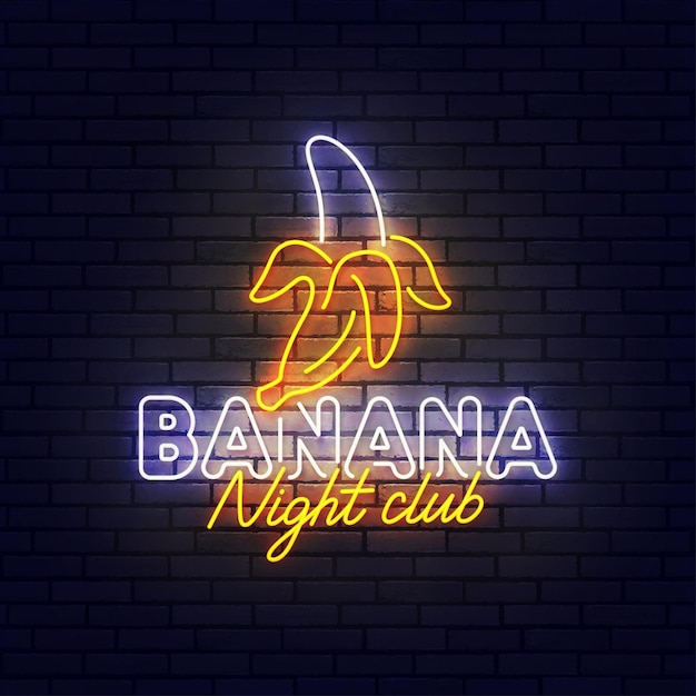 Enseigne Au Néon Banane Enseigne Lumineuse Bannière Lumineuse Banana Night Club Logo Néon Illustration Vectorielle