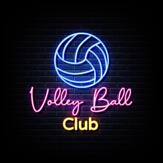 Enseigne Au Néon Du Club De Volleyball Sur Mur Noir