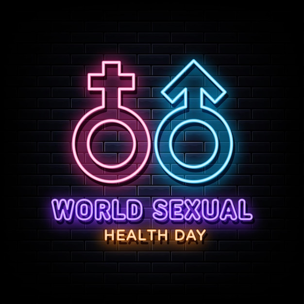 Vecteur enseigne au néon de la journée mondiale de la santé sexuelle