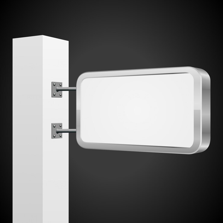 Vecteur enseigne vide accroché au mur