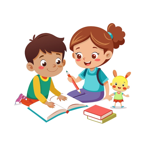 Enseignement et divertissement des enfants Illustration vectorielle de personnages de dessins animés pour l'éducation et les médias