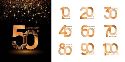 Ensemble de 10 à 100 ans de conception de logotype d'anniversaire, les années célèbrent le logo d'anniversaire