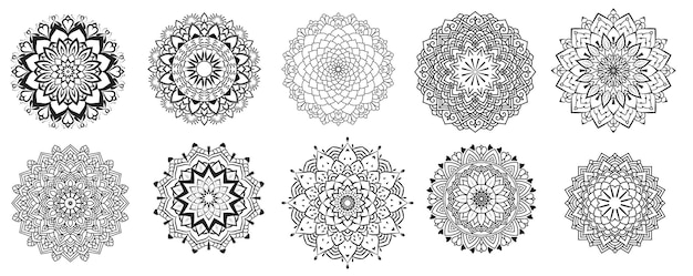 Ensemble De 10 Modèles De Modèle De Mandala