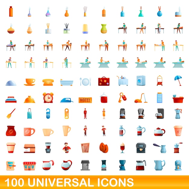 Ensemble De 100 Icônes Universelles. Bande Dessinée Illustration De 100 Icônes Universelles Vector Set Isolé Sur Fond Blanc