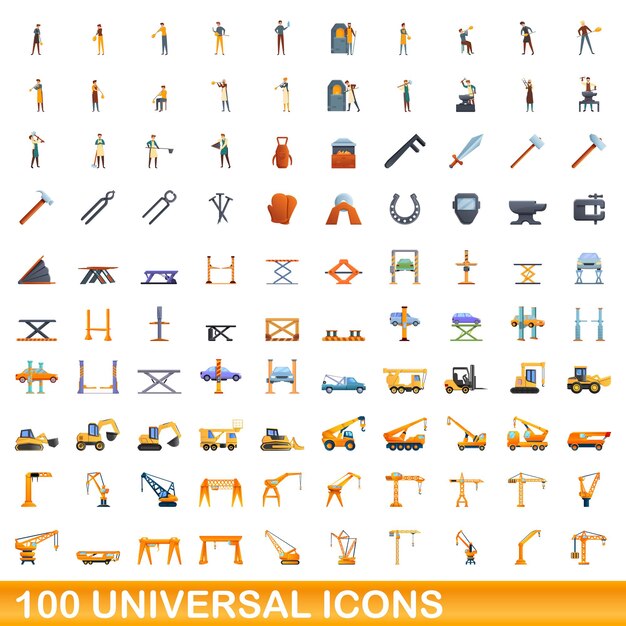 Ensemble De 100 Icônes Universelles. Bande Dessinée Illustration De 100 Icônes Universelles Vector Set Isolé Sur Fond Blanc