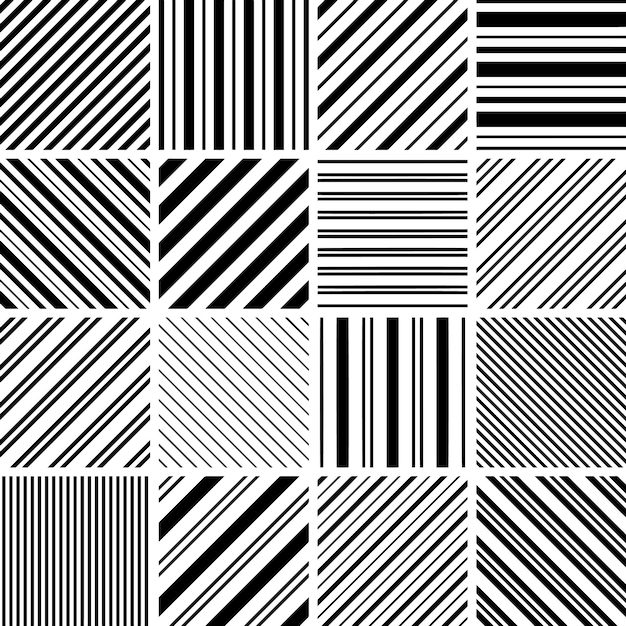 Ensemble de 16 motifs sans couture à rayures