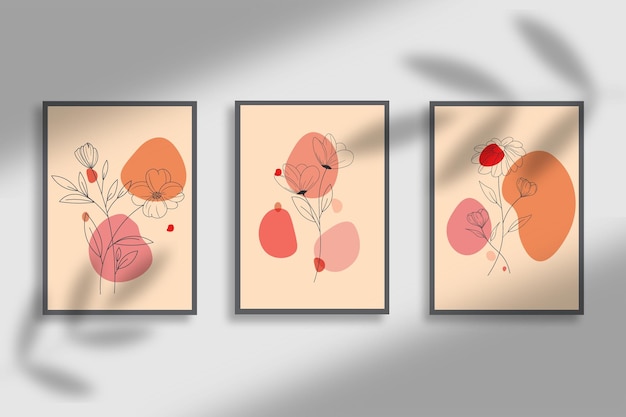 ensemble de 3 collections d'impressions murales naturelles boho modernes