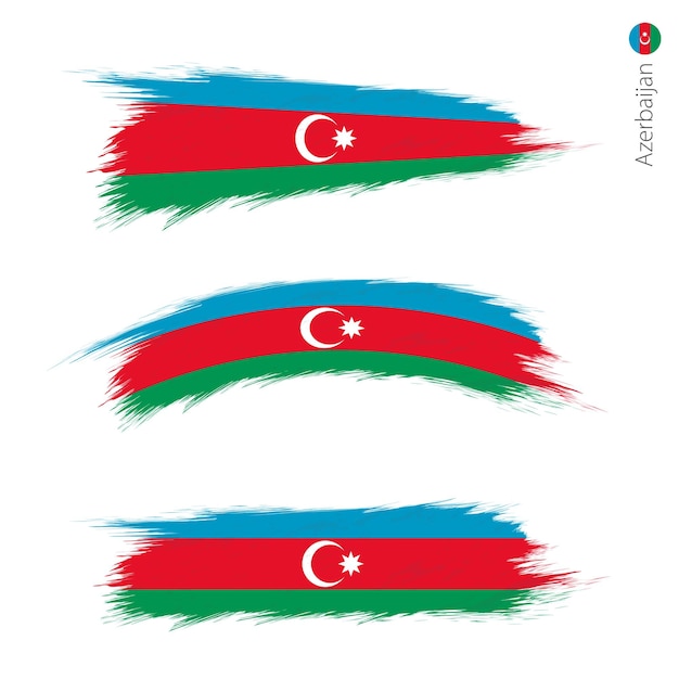 Ensemble De 3 Drapeaux Texturés Grunge De L'azerbaïdjan