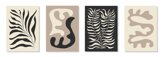 Ensemble de 4 affiches d'art mural inspirées de Matisse brochure flyer modèles collage contemporain