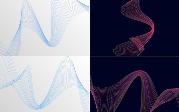 Ensemble De 4 Arrière-plans De Lignes Ondulées Pour Un Design Contemporain