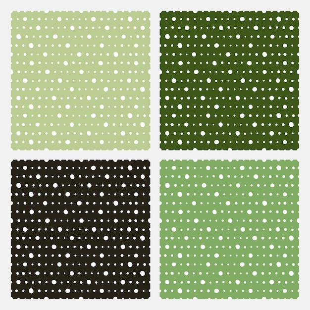 Ensemble de 4 motifs verts avec des points blancs