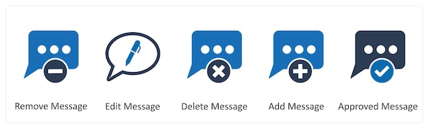 Un ensemble de 5 icônes d'entreprise comme supprimer message modifier message supprimer message