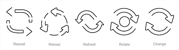Un Ensemble De 5 Icônes De Flèches Comme Recharge Répétée Rafraîchir