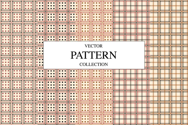 Vecteur ensemble de 5 motifs géométriques à carreaux de la palette traditionnelle